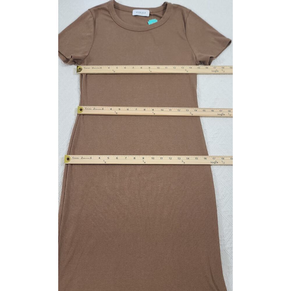 Gilli Isobel short sleeve ribbed fitted maxi brown short sleeve Size Medium fall - Picture 6 of 11